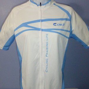 Women's Cheji White Blue Cycling Jersey Size XL